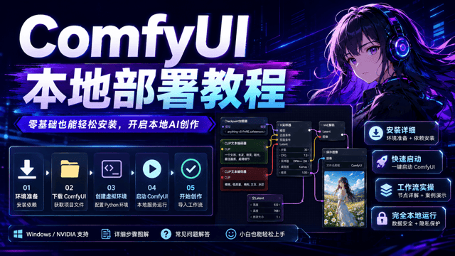 ComfyUI 本地部署教程：完全免费跑 AI 绘图，从安装到第一次出图