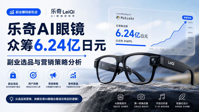 乐奇AI眼镜众筹6.24亿日元：副业选品与营销策略分析