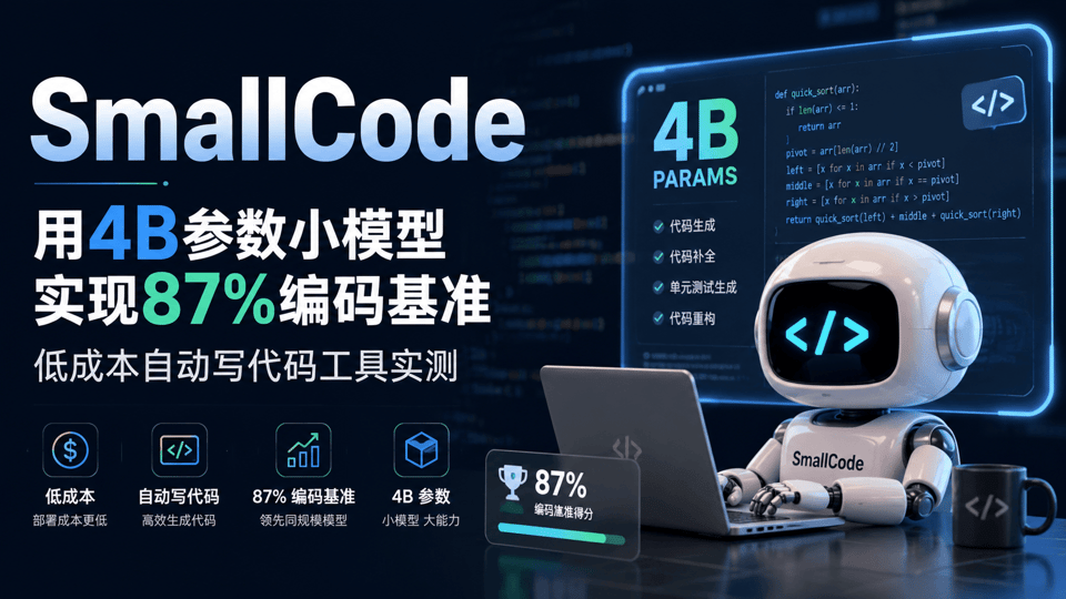 SmallCode：用4B参数小模型实现87%编码基准，低成本自动写代码工具实测