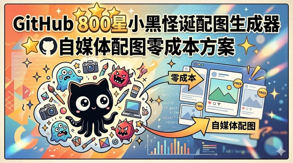 GitHub 800星小黑怪诞配图生成器：自媒体配图零成本方案